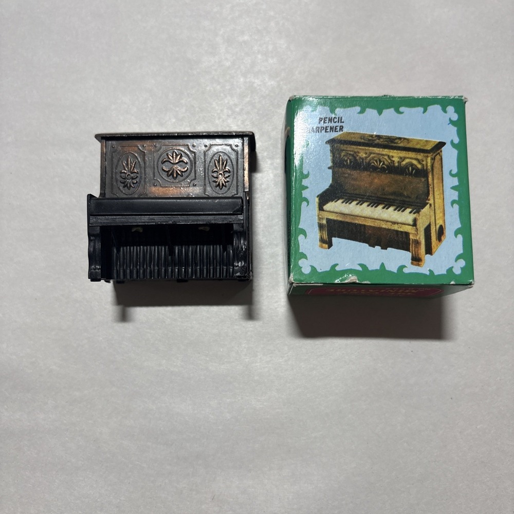 Vintage Bronze Die-Cast Piano Mini Pencil Sharpener #8782 /w Box EUC